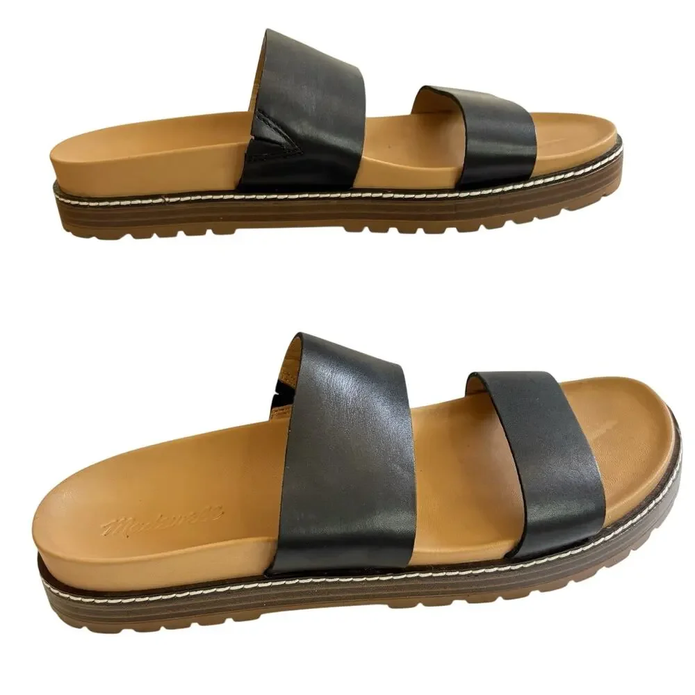 Madewell Shoes Womens Sz 11, 2 Strap Platform Slide Sandals Comfort Casual Black